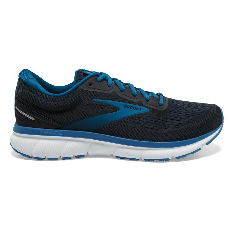 Brooks Trace - Mens Adaptive Road Running Shoes - Black/Vivid Blue/Persimmon Orange (72945ZJWS)